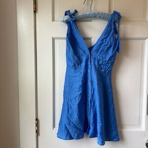 BOUTIQUE Valija Vibrant Ultramarine Blue Textured Fabric Mini Dress